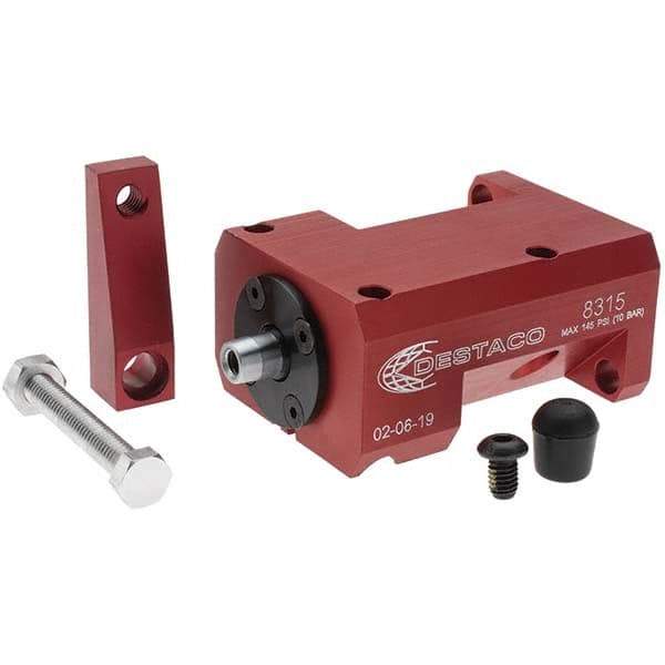 De-Sta-Co - 90 Lb Clamping Force, Right Hand Swing, 31.75mm Total Stroke, Single-Acting Pneumatic Swing Clamp - 1/8 NPT Port, 104.39mm Body Length x 38.1mm Body Width, 2.01 Cu In (Clamp), 2.26 Cu In (Unclamp), 130 Max psi - Eagle Tool & Supply