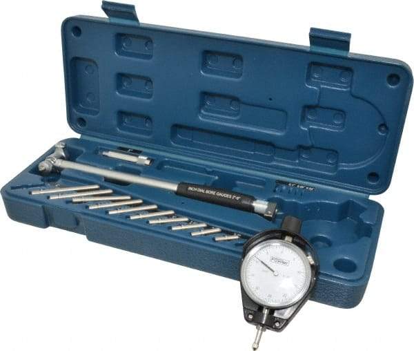 Fowler - 11 Anvil, 2 to 6" Dial Bore Gage - 0.0005" Graduation, 6" Gage Depth, Carbide Anvil - Eagle Tool & Supply