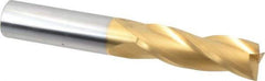 Hertel - 3/4", 2-1/4" LOC, 3/4" Shank Diam, 5" OAL, 3 Flute, Solid Carbide Square End Mill - Single End, TiN Finish, 30° Helix, Centercutting, Right Hand Cut - Eagle Tool & Supply