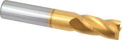 Hertel - 9/16", 1-1/8" LOC, 9/16" Shank Diam, 3-1/2" OAL, 4 Flute, Solid Carbide Square End Mill - Single End, TiN Finish, 30° Helix, Centercutting, Right Hand Cut - Eagle Tool & Supply