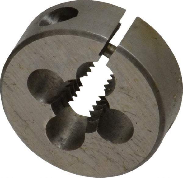 Cle-Line - 5/16-18 UNC Thread, 1" Outside Diam Carbon Steel Round Die - 3/8" Thick, Right Hand Thread, Adjustable - Exact Industrial Supply