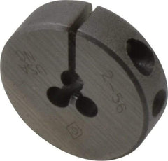 Cle-Line - #2-56 UNC Thread, 13/16" Outside Diam Carbon Steel Round Die - 1/4" Thick, Right Hand Thread, Adjustable - Exact Industrial Supply