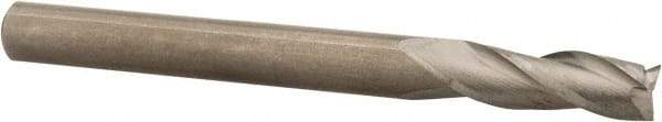 Hertel - 3/16", 9/16" LOC, 3/16" Shank Diam, 2" OAL, 3 Flute, Solid Carbide Square End Mill - Single End, Uncoated, 30° Helix, Centercutting, Right Hand Cut - Eagle Tool & Supply