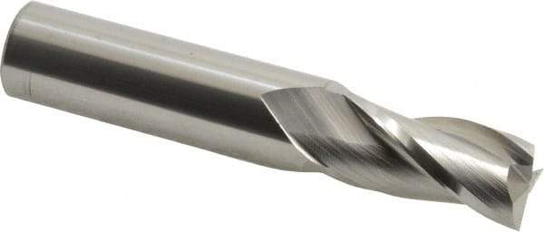 Hertel - 11/16", 1-3/8" LOC, 3/4" Shank Diam, 4" OAL, 3 Flute, Solid Carbide Square End Mill - Single End, Uncoated, 30° Helix, Centercutting, Right Hand Cut - Eagle Tool & Supply