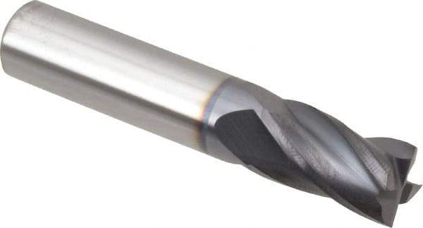 Hertel - 3/8", 5/8" LOC, 3/8" Shank Diam, 2" OAL, 4 Flute, Solid Carbide Square End Mill - Single End, AlTiN Finish, Spiral Flute, 30° Helix, Centercutting, Right Hand Cut, Right Hand Flute - Eagle Tool & Supply