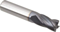Hertel - 3/8", 5/8" LOC, 3/8" Shank Diam, 2" OAL, 4 Flute, Solid Carbide Square End Mill - Single End, AlTiN Finish, Spiral Flute, 30° Helix, Centercutting, Right Hand Cut, Right Hand Flute - Eagle Tool & Supply
