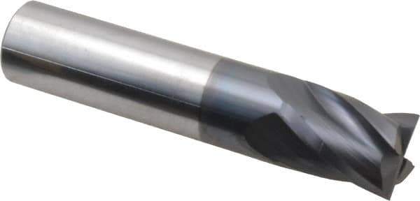 Hertel - 5/8", 3/4" LOC, 5/8" Shank Diam, 3" OAL, 4 Flute, Solid Carbide Square End Mill - Single End, AlTiN Finish, Spiral Flute, 30° Helix, Centercutting, Right Hand Cut, Right Hand Flute - Eagle Tool & Supply
