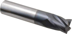 Hertel - 5/8", 3/4" LOC, 5/8" Shank Diam, 3" OAL, 4 Flute, Solid Carbide Square End Mill - Single End, AlTiN Finish, Spiral Flute, 30° Helix, Centercutting, Right Hand Cut, Right Hand Flute - Eagle Tool & Supply
