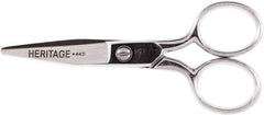 Heritage Cutlery - 1-3/4" LOC, 4-1/8" OAL Chrome Plated Standard Scissors/Shears - Right Hand, Steel Straight Handle, For Crafts - Eagle Tool & Supply
