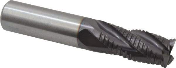 Guhring - 5/8" Diam, Fine Pitch, 1-1/4" LOC, 4 Flute Solid Carbide Roughing Square End Mill - FIREX Finish, 3-1/2" OAL, 5/8" Shank Diam, Single End, Centercutting - Eagle Tool & Supply