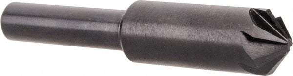 Hertel - 3/8" Head Diam, 1/4" Shank Diam, 6 Flute 100° High Speed Steel Countersink - 2" OAL, Straight Shank - Eagle Tool & Supply