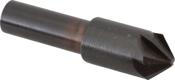 Hertel - 1/2" Head Diam, 3/8" Shank Diam, 6 Flute 90° High Speed Steel Countersink - Eagle Tool & Supply