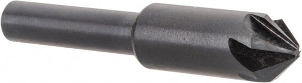 Hertel - 3/8" Head Diam, 1/4" Shank Diam, 6 Flute 82° High Speed Steel Countersink - Eagle Tool & Supply