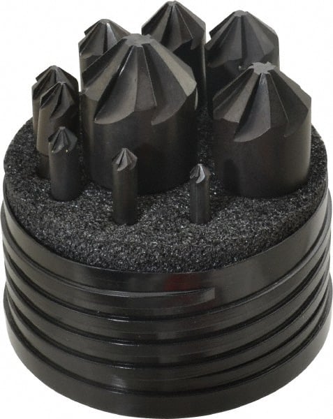 Hertel - 10 Piece, 1/4 to 1-1/2" Head Diam, 90° Included Angle, Countersink Set - Eagle Tool & Supply