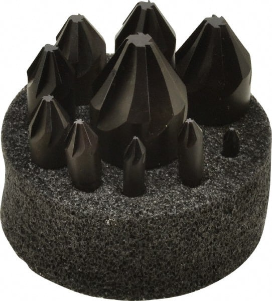 Hertel - 10 Piece, 1/4 to 1-1/2" Head Diam, 60° Included Angle, Countersink Set - Eagle Tool & Supply