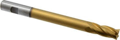 Hertel - 5/8", 1-1/2" LOC, 5/8" Shank Diam, 7-1/8" OAL, 4 Flute, High Speed Steel Square End Mill - Single End, TiN Finish, Centercutting, Right Hand Cut - Eagle Tool & Supply