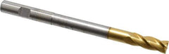 Hertel - 3/8", 1" LOC, 3/8" Shank Diam, 5" OAL, 4 Flute, High Speed Steel Square End Mill - Single End, TiN Finish, Centercutting, Right Hand Cut - Eagle Tool & Supply
