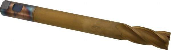 Hertel - 1", 2-1/2" LOC, 1" Shank Diam, 10-1/4" OAL, 4 Flute, High Speed Steel Square End Mill - Single End, TiN Finish, Centercutting, Right Hand Cut - Eagle Tool & Supply