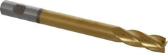 Hertel - 3/4", 2" LOC, 3/4" Shank Diam, 8-1/4" OAL, 4 Flute, High Speed Steel Square End Mill - Single End, TiN Finish, Centercutting, Right Hand Cut - Eagle Tool & Supply