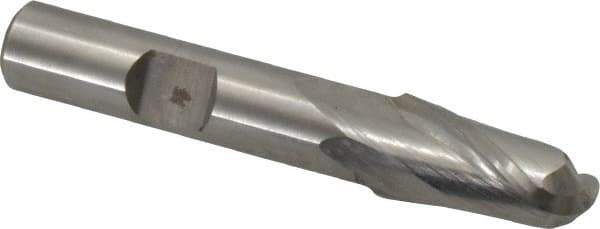 Hertel - 11mm Diam, 13/16" LOC, 2 Flute Cobalt Ball End Mill - Uncoated, Single End, 2-1/2" OAL, 3/8" Shank Diam - Eagle Tool & Supply