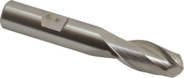Hertel - 13mm Diam, 1-1/8" LOC, 2 Flute Cobalt Ball End Mill - Uncoated, Single End, 3-1/8" OAL, 1/2" Shank Diam - Eagle Tool & Supply