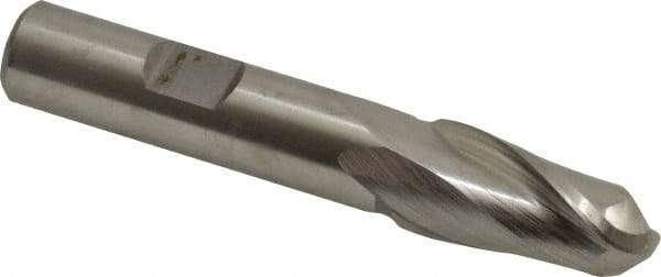 Hertel - 14mm Diam, 1-1/8" LOC, 2 Flute Cobalt Ball End Mill - Uncoated, Single End, 3-1/8" OAL, 1/2" Shank Diam - Eagle Tool & Supply