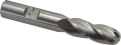 Hertel - 13mm Diam, 1-1/4" LOC, 4 Flute Cobalt Ball End Mill - Uncoated, Single End, 3-1/4" OAL, 1/2" Shank Diam - Eagle Tool & Supply