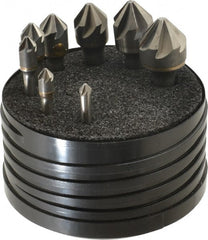 Hertel - 8 Piece, 1/4 to 1" Head Diam, 82° Included Angle, Countersink Set - Eagle Tool & Supply