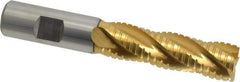 Hertel - 3/4" Diam, 2-1/2" LOC, 4 Flute Cobalt Roughing & Finishing Square End Mill - TiN Finish, 4-5/8" OAL, 3/4" Shank Diam, Weldon Shank, Centercutting - Eagle Tool & Supply