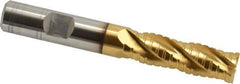 Hertel - 1/2" Diam, 1-5/8" LOC, 4 Flute Cobalt Roughing & Finishing Square End Mill - TiN Finish, 3-5/8" OAL, 1/2" Shank Diam, Weldon Shank, Centercutting - Eagle Tool & Supply