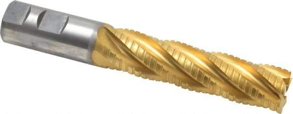 Hertel - 1" Diam, 4" LOC, 5 Flute Cobalt Roughing & Finishing Square End Mill - TiN Finish, 6-1/2" OAL, 1" Shank Diam, Weldon Shank, Centercutting - Eagle Tool & Supply