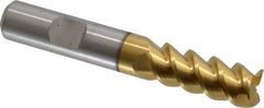 Hertel - 1/2" Diam, 1-1/4" LOC, 3 Flute Powdered Metal Roughing & Finishing Square End Mill - TiN Finish, 3-1/4" OAL, 1/2" Shank Diam, Weldon Shank, 60° Helix, Centercutting - Eagle Tool & Supply