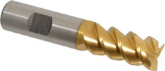 Hertel - 3/4" Diam, 1-5/8" LOC, 4 Flute Powdered Metal Roughing & Finishing Square End Mill - TiN Finish, 3-7/8" OAL, 3/4" Shank Diam, Weldon Shank, 60° Helix, Centercutting - Eagle Tool & Supply