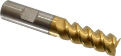 Hertel - 5/8" Diam, 1-5/8" LOC, 3 Flute Powdered Metal Roughing & Finishing Square End Mill - TiN Finish, 3-3/4" OAL, 5/8" Shank Diam, Weldon Shank, 60° Helix, Centercutting - Eagle Tool & Supply