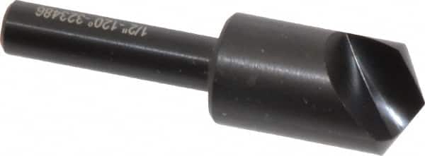 Hertel - 1/2" Head Diam, 1/4" Shank Diam, 1 Flute 120° High Speed Steel Countersink - Eagle Tool & Supply