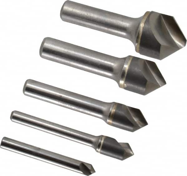 Hertel - 5 Piece, 1/4 to 1" Head Diam, 90° Included Angle, Countersink Set - Eagle Tool & Supply