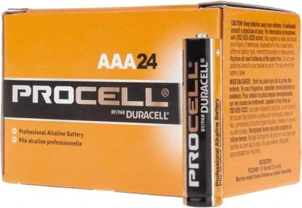 Duracell - Size AAA, Alkaline, 24 Pack, Standard Battery - 1.5 Volts, Button Tab Terminal - Eagle Tool & Supply