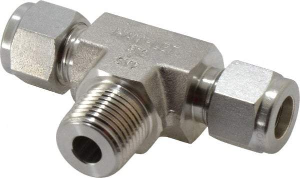 Ham-Let - 3/8" OD, Grade 316Stainless Steel Male Branch Tee - Comp x Comp x MNPT Ends - Eagle Tool & Supply
