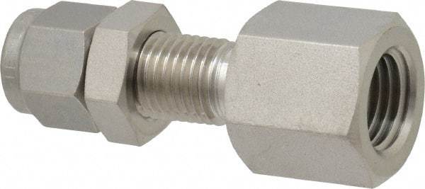 Ham-Let - 1/4" OD, Grade 316Stainless Steel Bulkhead Female Connector - Comp x FNPT Ends - Eagle Tool & Supply