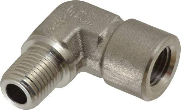 Ham-Let - 1/4" Grade 316 Stainless Steel Pipe 90° Street Elbow - FNPT x MNPT End Connections, 6,200 psi - Eagle Tool & Supply