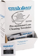 PRO-SAFE - 100 Antifog, Antistatic Lens Cleaning Towelettes - Individually Wrapped, Nonsilicone Cleaner, 8 Inch Long x 5 Inch Wide, 5-1/8 Inch Wide x 3 Inch Deep x 9-1/4 Inch High Dispenser - Eagle Tool & Supply