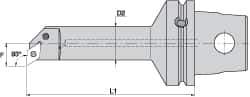 Kennametal - Right Hand Cut, Size KM63, DN.. Insert Compatiblity, Internal Modular Turning & Profiling Cutting Unit Head - 17mm Ctr to Cutting Edge, 125mm Head Length, Through Coolant, Series Kenlever - Eagle Tool & Supply