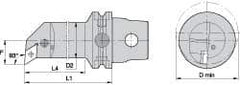 Kennametal - Left Hand Cut, Size KM63, DN.. Insert Compatiblity, Internal Modular Turning & Profiling Cutting Unit Head - 35mm Ctr to Cutting Edge, 170mm Head Length, Through Coolant, Series Kenlever - Eagle Tool & Supply