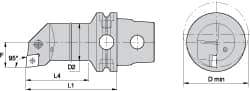 Kennametal - Left Hand Cut, Size KM63, CN.. Insert Compatiblity, Internal Modular Turning & Profiling Cutting Unit Head - 22mm Ctr to Cutting Edge, 140mm Head Length, Through Coolant, Series Kenlever - Eagle Tool & Supply