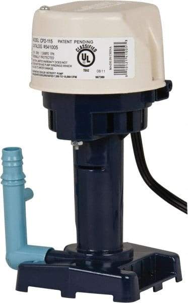 Little Giant Pumps - 1 Amp, 115 Volt, 1/50 hp, 1 Phase, Thermal Plastic Evaporative Cooler Pumps Machine Tool & Recirculating Pump - 8.3 GPM, 11 psi, 9" Overall Height, 4-1/2" Body Length, ABS Impeller, Open Fan Cooled Motor - Eagle Tool & Supply