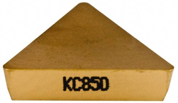 Kennametal - TPU432 Grade KC850 Carbide Turning Insert - TiC/TiCN/TiN Finish, 60° Triangle, 1/2" Inscr Circle, 3/16" Thick, 1/32" Corner Radius - Eagle Tool & Supply