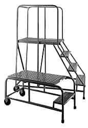 PW Platforms - 5 Step Platform - Rolling Work Platform, 500 Lb Capacity, 50" Platform Height, 32" Base Width x 59" Base Depth, Perforated Tread - Eagle Tool & Supply