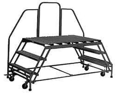 PW Platforms - 4 Step Platform - Double Access Rolling Work Platform, 500 Lb Capacity, 40" Platform Height, 38" Base Width x 110" Base Depth - Eagle Tool & Supply