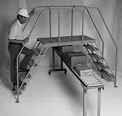PW Platforms - 58" 6 Step Crossover Bridge - 300 Lb Capacity, 60" Platform Height, 26" Base Width x 110" Base Depth, Perforated Tread - Eagle Tool & Supply