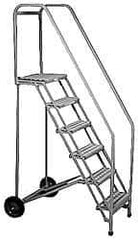 PW Platforms - 90" 6 Step Ladder - Portable Safety Ladder, 300 Lb Capacity, 60" Platform Height, 30" Base Width x 52" Base Depth, Perforated Tread - Eagle Tool & Supply